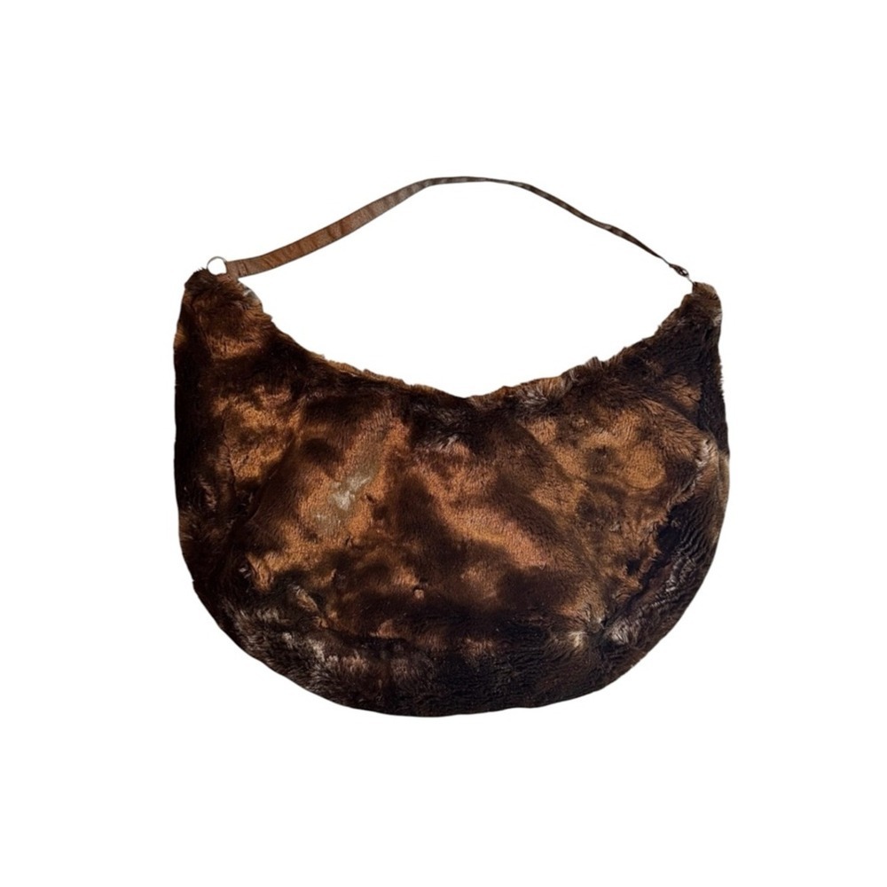 Marlow Lorenz Uptown Faux Seal Fur Brown Hobo Shoulder Bag